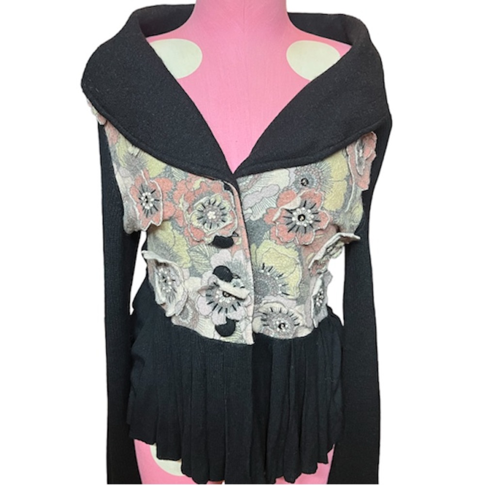 Anthropology Laureate Lane Floral Wool Button Down Sweater Size M!